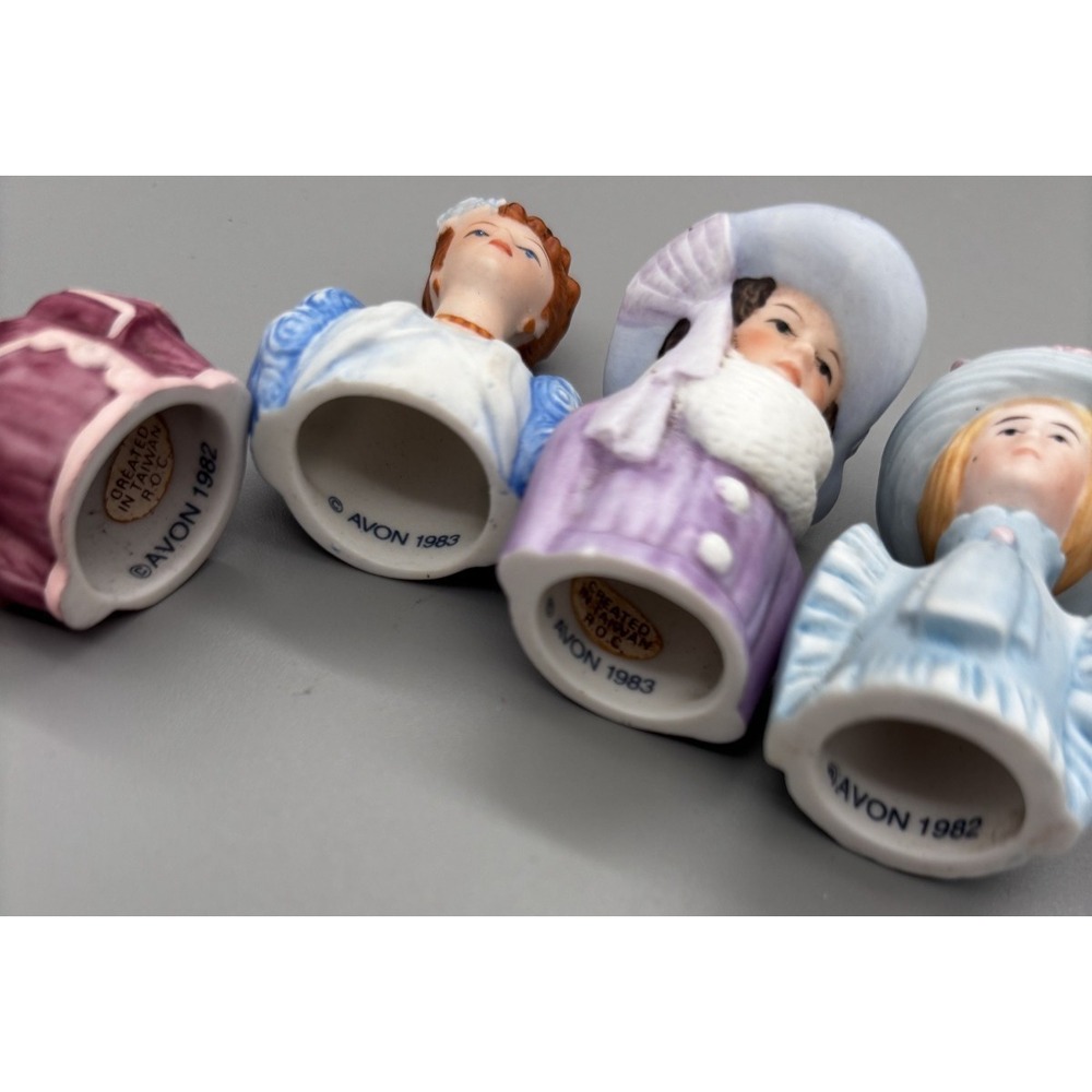 Vintage Avon 7 Ladies of American Fashion Porcelain Thimble Set Circa. 1980s - Picture 8 of 10